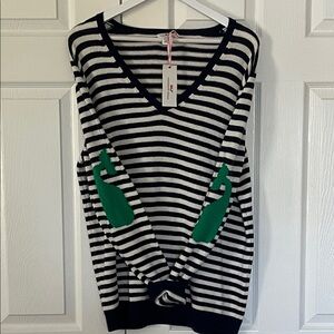 Vineyard Vines V Neck Sweater with Whale Elbow Patches